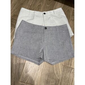 Lot‎ Of 2 James Perse Shorts Womens 29  Gray And Khaki Linen Blend Flat Front